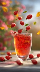 A glass cup of red tea
