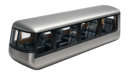 Business-class carriage with plush seating visible through large windows