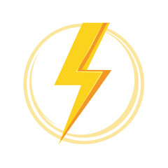 Vibrant yellow lightning bolt symbol inside a circular frame, representing energy and power