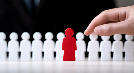Choosing a candidate from the crowd. Symbol of employee selection and hiring. Talent acquisition for job opportunities. Stand out concept.
