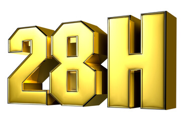 28H gold 3D illustration.