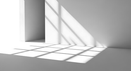 Fototapeta premium Illustration of sunlight casting geometric shadows on a white wall