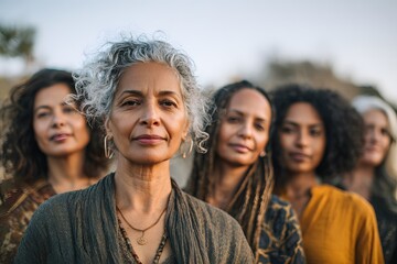 Diverse group of confident women standing together