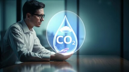 Businessman and co 2 emissions environmental awareness sustainability solutions climate change