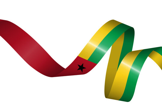Set of flag ribbon with colors of Guinea-Bissau for independence day celebration decoration - Powered by Adobe