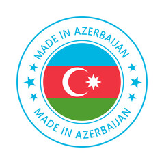 Azerbaijan Made in Stamp in circle with flag Vector template on white background