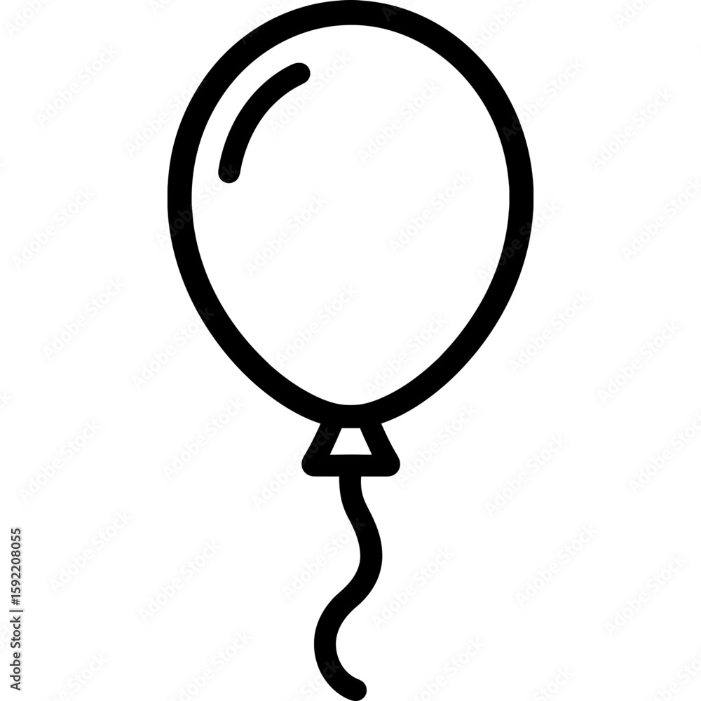 Poster balloon string tied outline icon vector