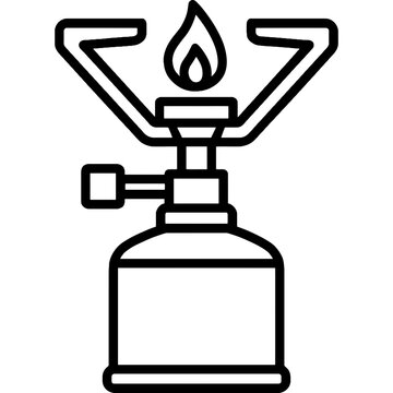 black camping stove with flame clip art preview