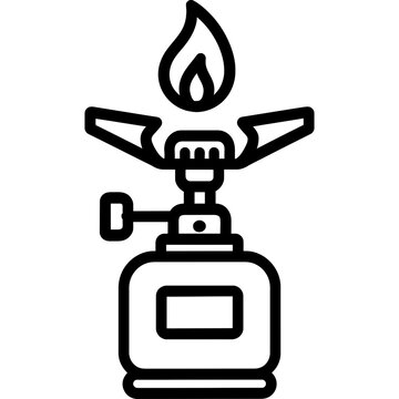 black camping stove with flame clip art preview