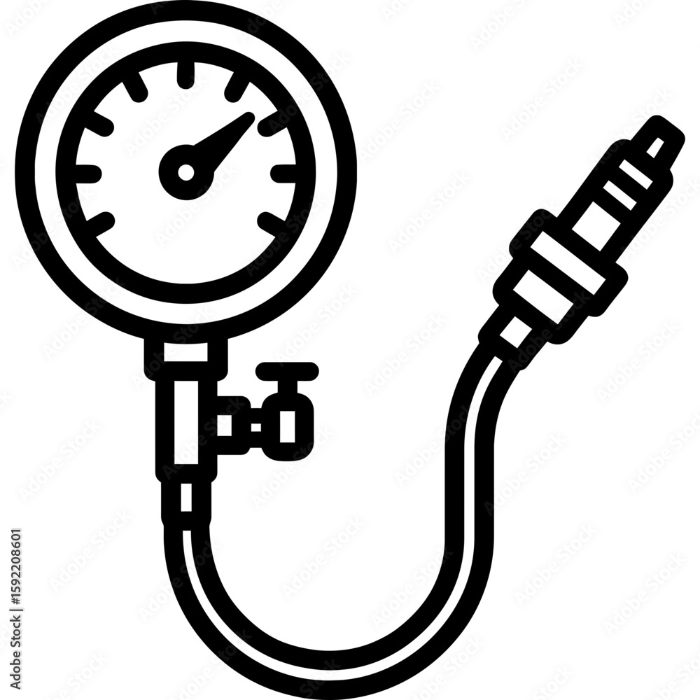 Poster compression tester gauge outline icon vector