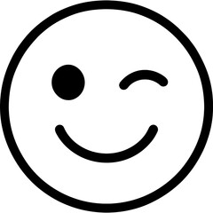 Winking face emoji outline icon vector