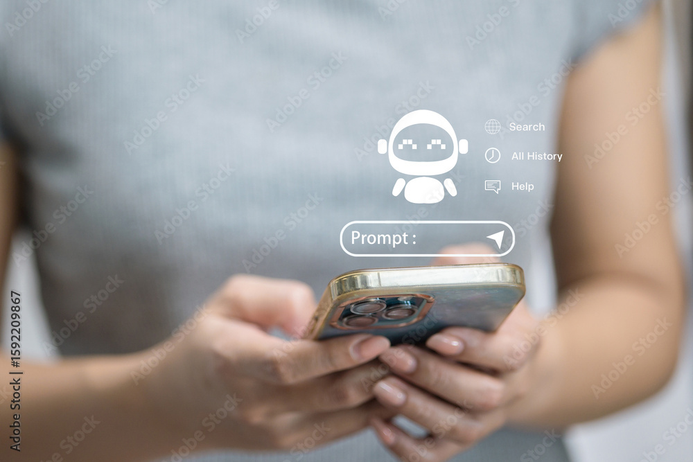 Poster prompt input with chatbot interface on smartphone