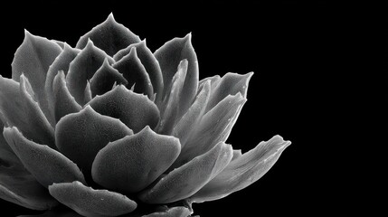 Close-up grayscale succulent