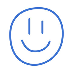 Cute doodle face smiling, happy emotion, cheerful expression. Abstract funny character, hand-drawn emoji.