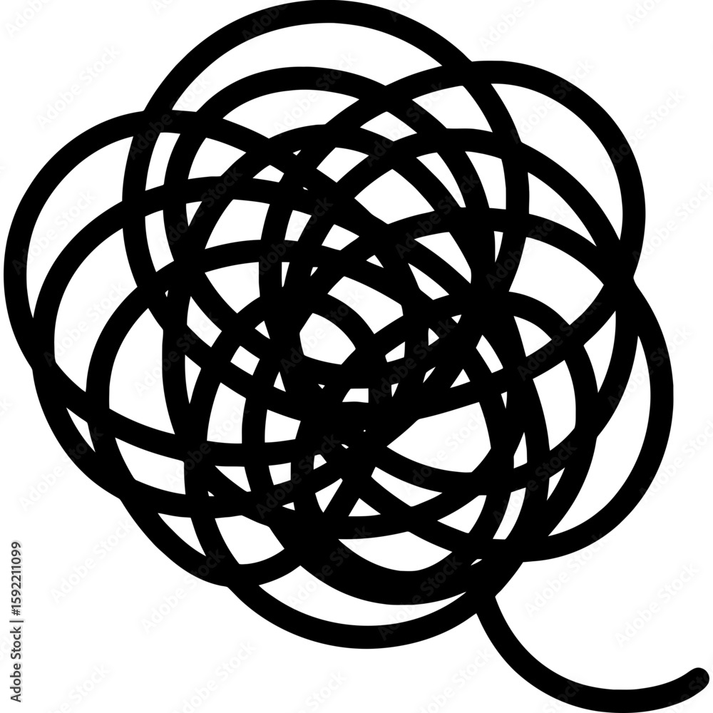 Poster tangled string chaotic pattern outline icon vector