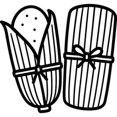 Tamales wrapped in corn husks outline icon vector