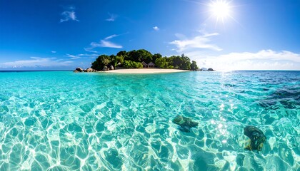 Fototapeta premium Tropical island paradise, clear turquoise water