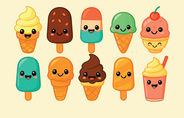 Cute and colorful Ice cream vector set