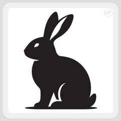 Stylish Black Silhouette of a Rabbit with Wings