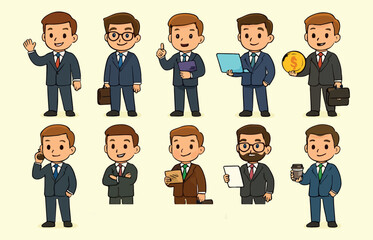 cartoon businessman vector set