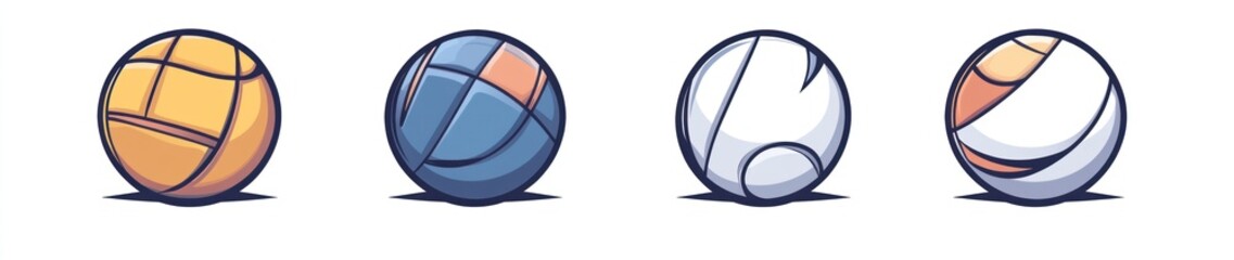 Fototapeta premium Four stylized balls with segmented design