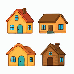 House icon vector set and cartoon