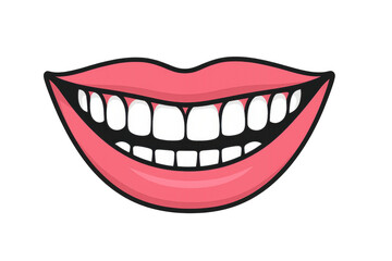 Fototapeta premium Smiling female mouth with white teeth showing on transparent background