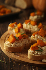 Seasonal bruschetta sandwiches with pumpkin