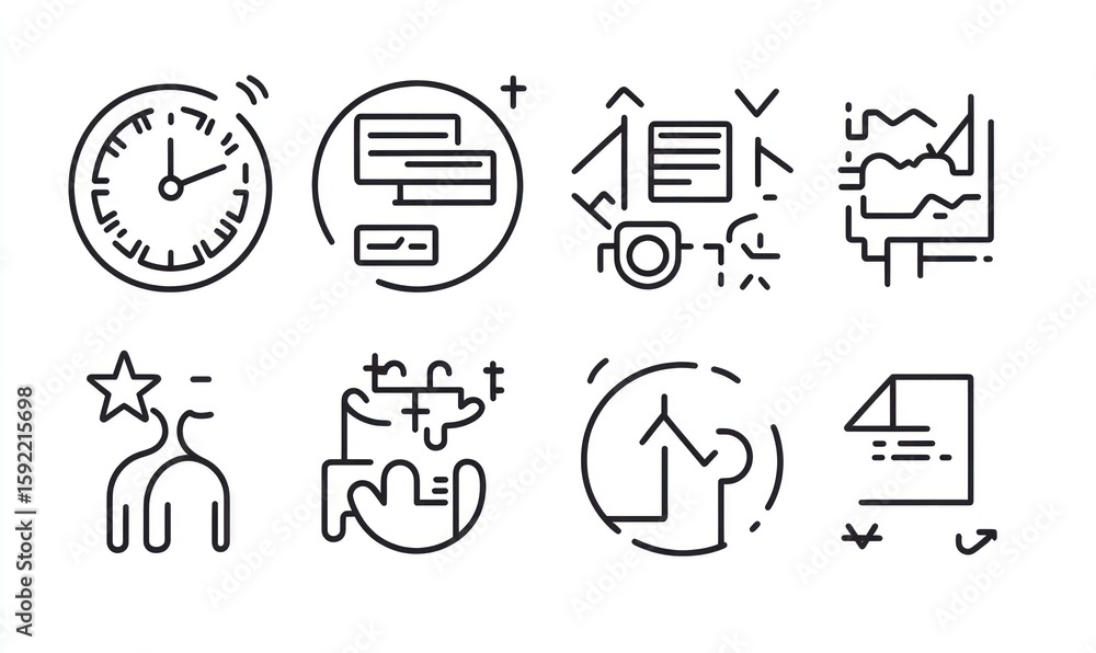 Aufkleber collection of line icons representing productivity and workflow