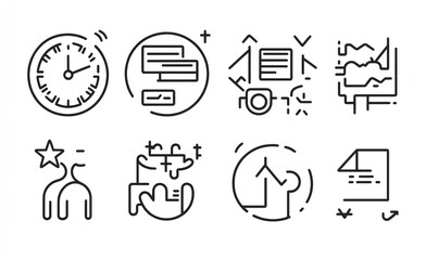Fototapeta premium Collection of line icons representing productivity and workflow