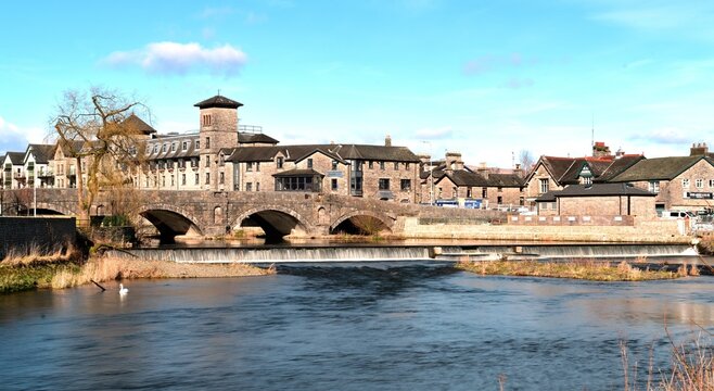 The weir on the River Kent in the middle of Kendal
