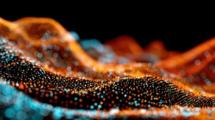 Abstract digital landscape of swirling particles