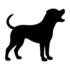 Alert barking dog silhouette vector. Dog silhouette with lifted tail and open mouth, ideal for pet-themed designs, branding, and animal welfare messaging