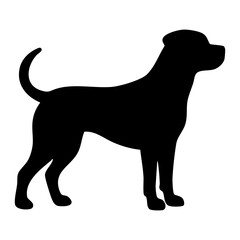 Dog silhouette vector. Standing alert pet profile for animal welfare campaigns, pet brands and design