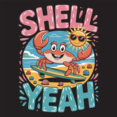 A crab enjoying the sun with the text 