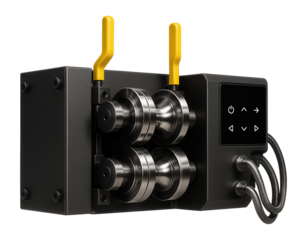 Roll forming unit with dual-axis roller adjustment for complex curvature profiles in an automotive body panel plant