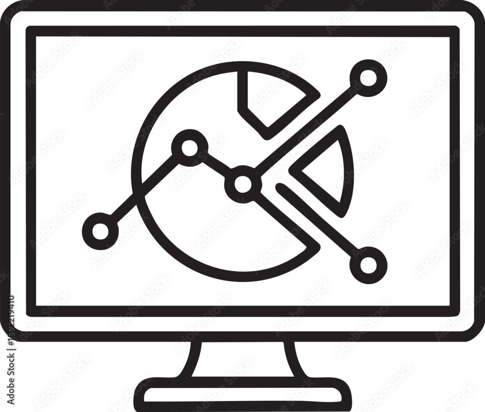 Poster data analytics icon outline computer screen chart graph statistics business report marketing strateg