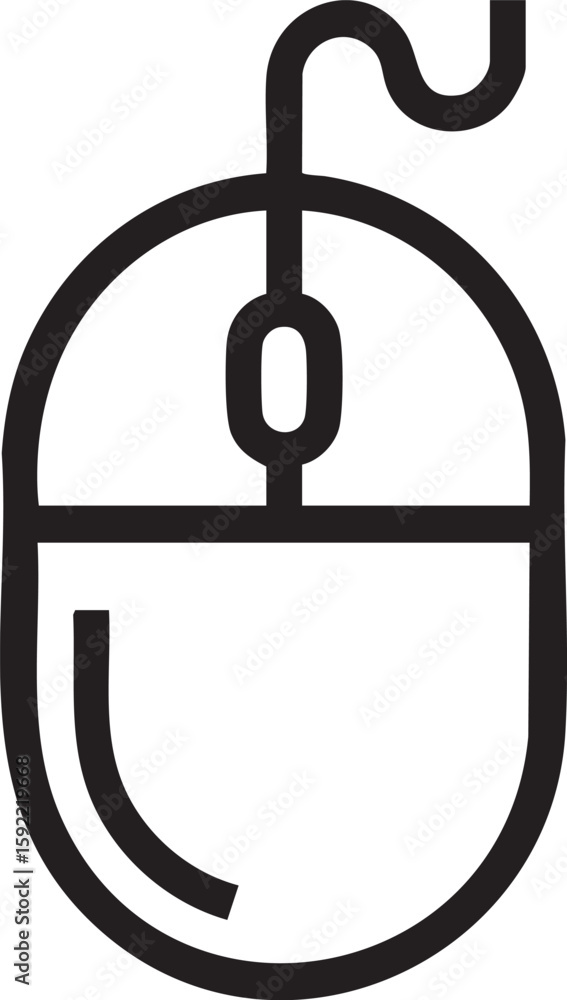 Poster computer mouse icon outline wired input device technology office equipment digital accessory hardwar