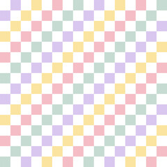 Multicoloured checkerboard vector Seamless Pattern in Retro Hand Drawn Pastel Style. Geometric abstract background. Perfect for fabric, stationery, wrapping paper, wallpapers, textiles. 