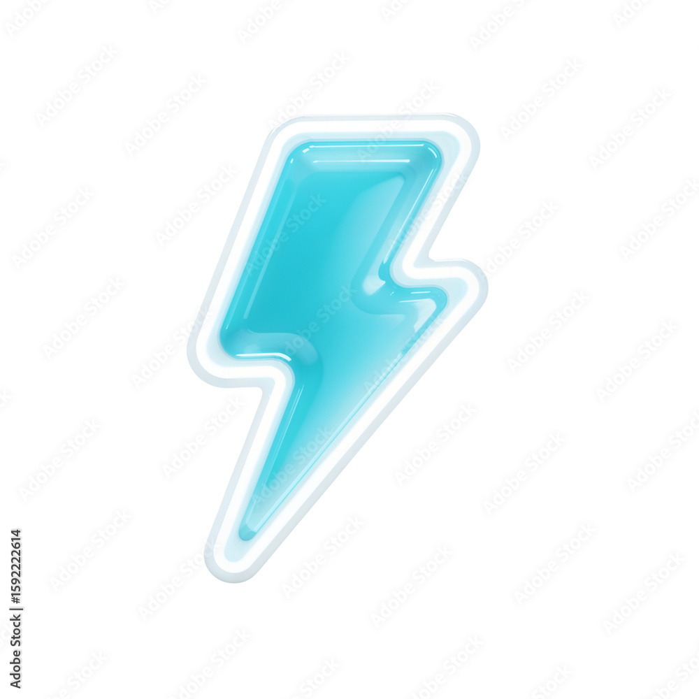 Poster illuminated azure thunderbolt emblem symbol on isolated transparent backdrop design