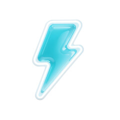 Illuminated azure thunderbolt emblem symbol on isolated transparent backdrop design