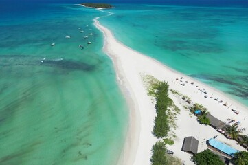 Aerial View of Tropical Island with White Sand and Palms – Nosy Iranja, Madagascar