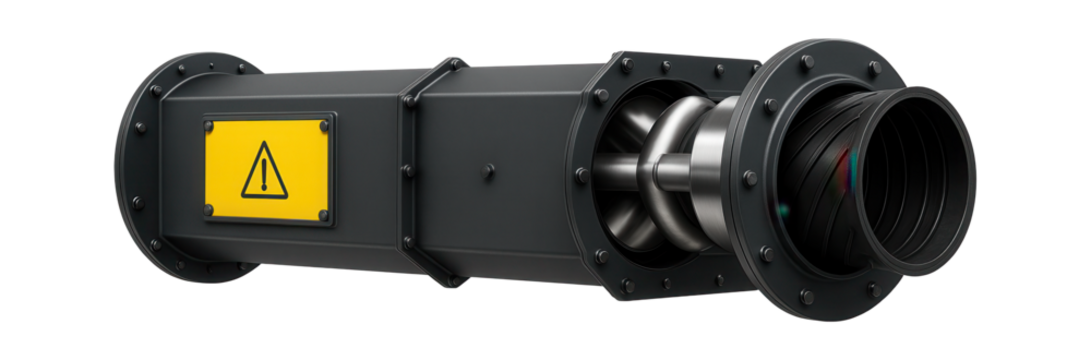 Pipe conveyor with enclosed tubular belt and support rollers for dust-free ore transport in a mine.