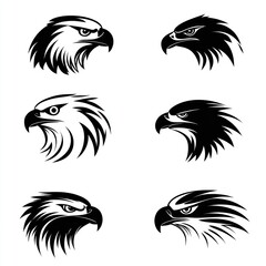 Fototapeta premium Six profile views of stylized eagle heads