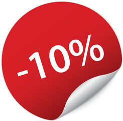 -10% SALE on vector red colored circle sticker banner