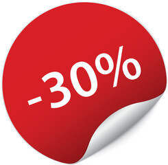 -30% SALE on vector red colored circle sticker banner
