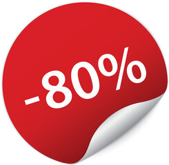-80% SALE on vector red colored circle sticker banner
