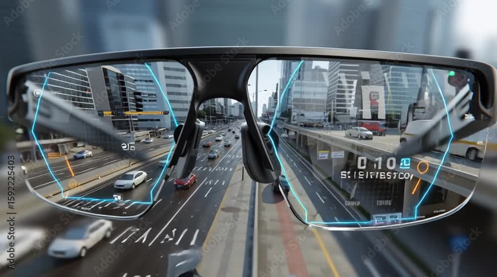 Aufkleber quantum sensor technology navigation. futuristic smart glasses display augmented reality navigation 