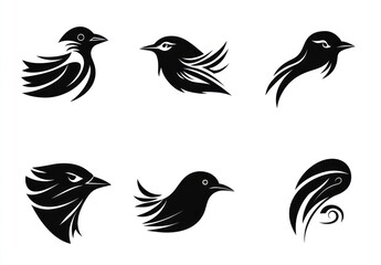 Obraz premium Abstract black silhouettes of birds
