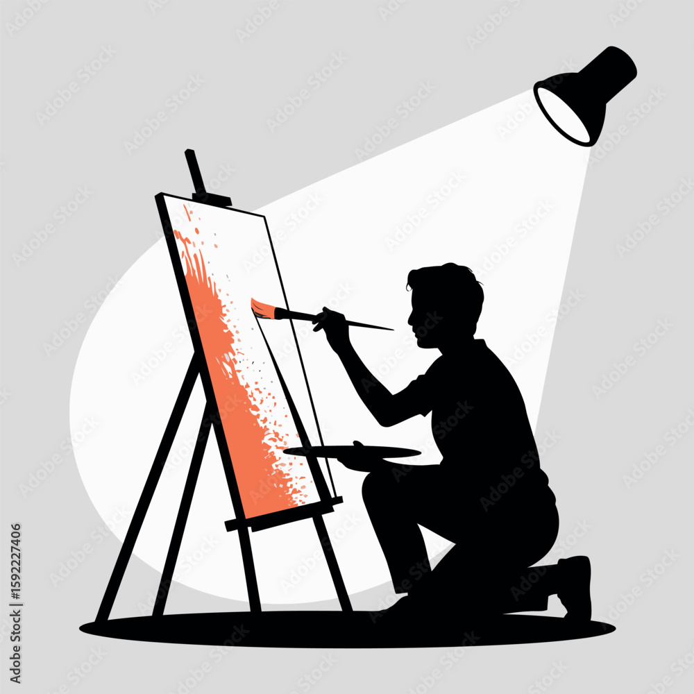 Poster abstract vector design with silhouette elements in cmyk colors for banner or advertisement